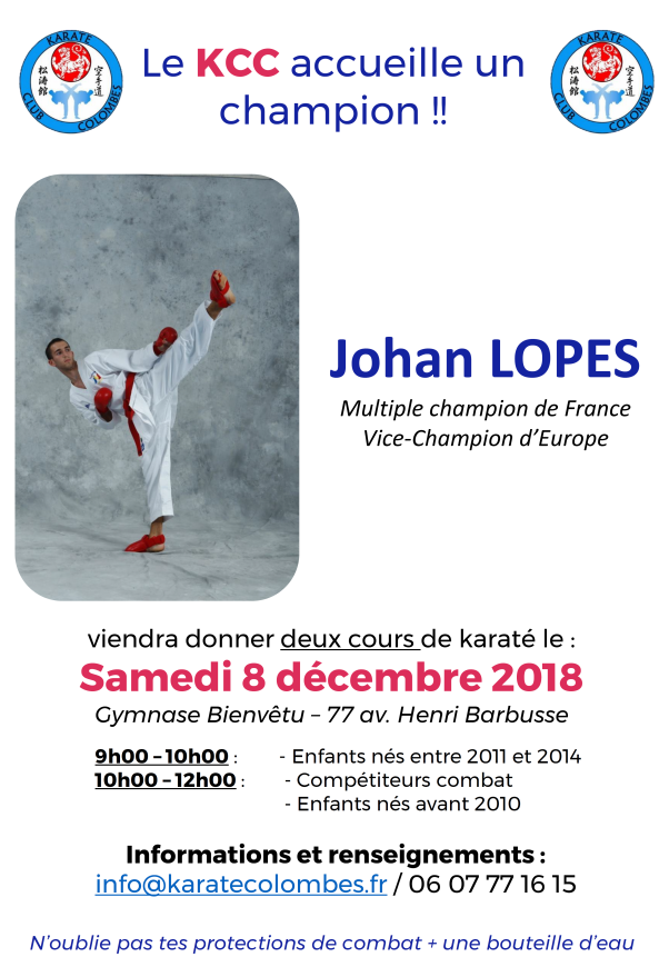 Cours karaté avec Johan Lopes