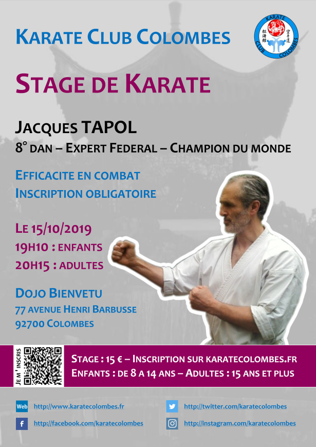 Stage Karate avec Jacques Tapol